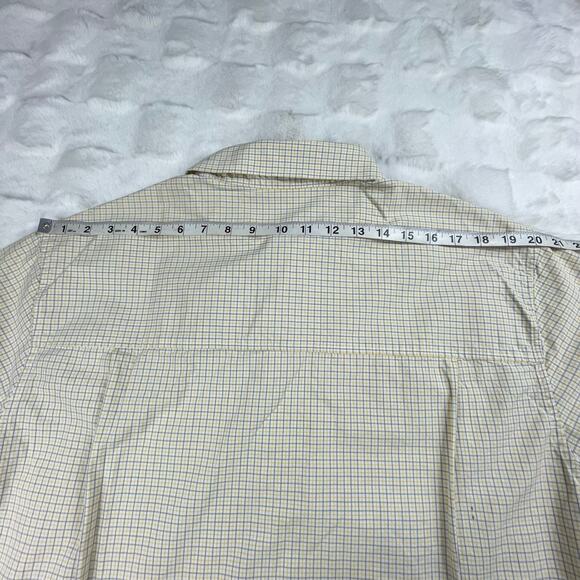 🔥Checked Yellow Gray Skull Artsy Painted Short Sleeve Button Up Shirt 2XL - Picture 13 of 15